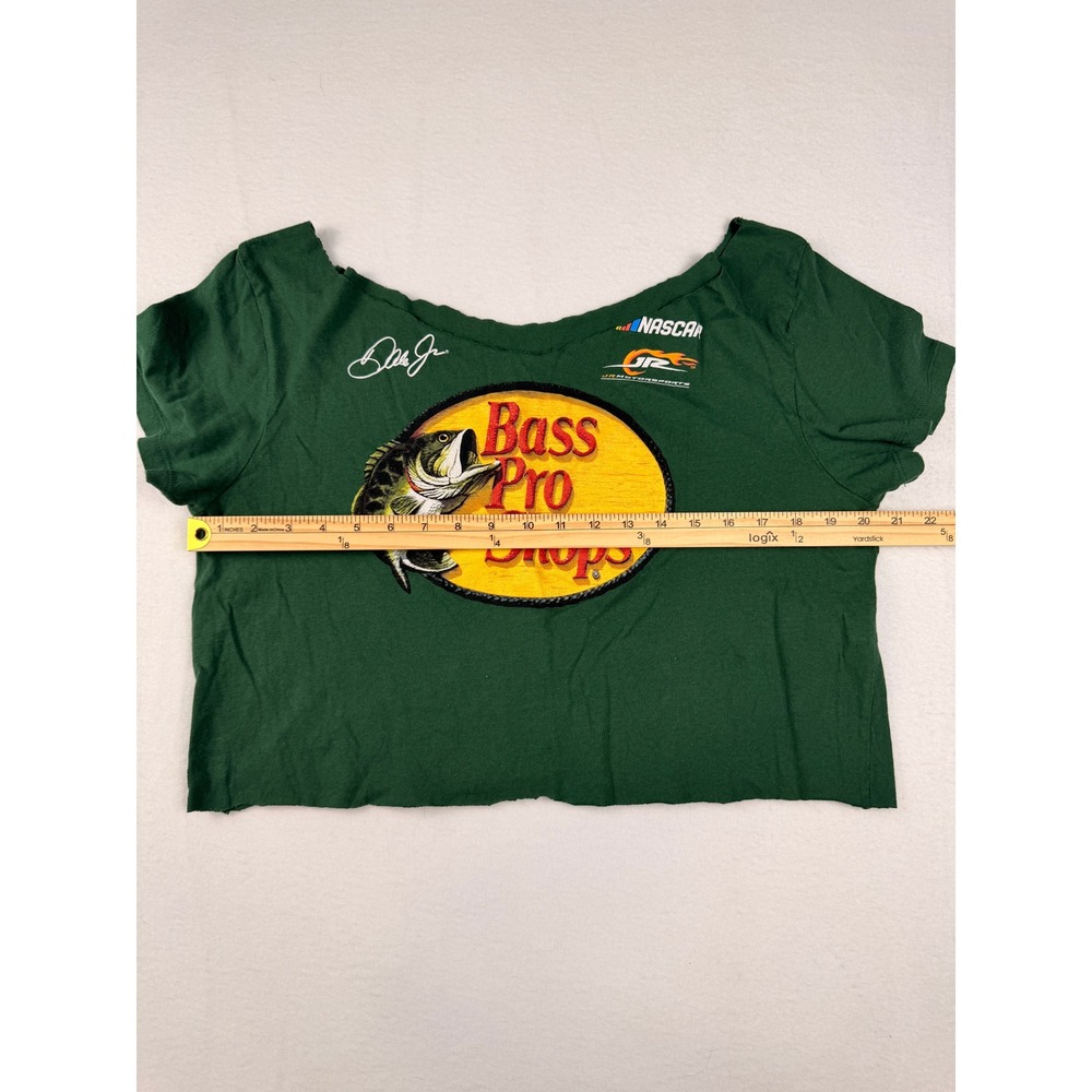 Bass Pro Shops Dale Jr NASCAR Reworked Crop Top Green Graphic Tee - Picture 2 of 4